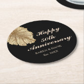 50. Hochzeit-Anniversary Black Gold Personalisiert Runder Pappuntersetzer (Angewinkelt)