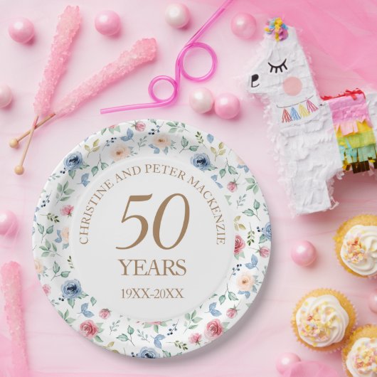 50. Hochzeit der Rose Pappteller (Party)