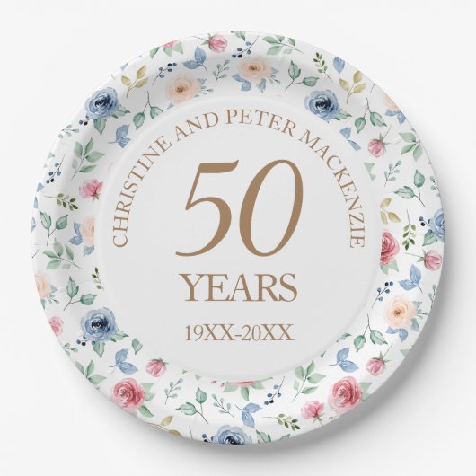 50. Hochzeit der Rose Pappteller (Vorderseite)