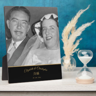 50. Hochzeit Foto Jubiläum Black Gold Elegant Fotoplatte