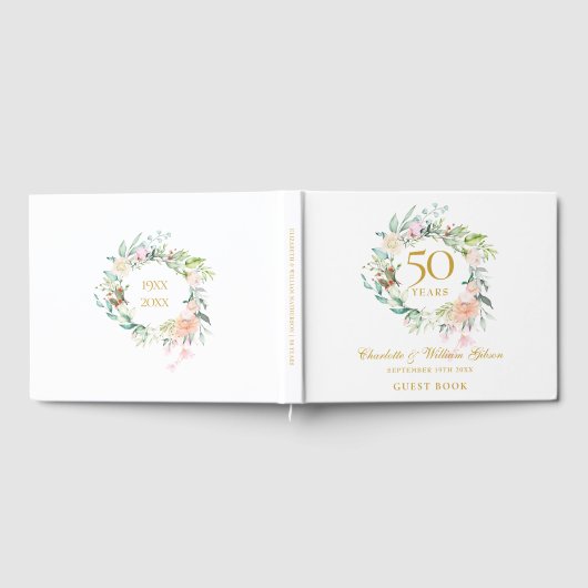 50. Hochzeit Goldenes Jubiläum Blumengarten Gästebuch (Voll)