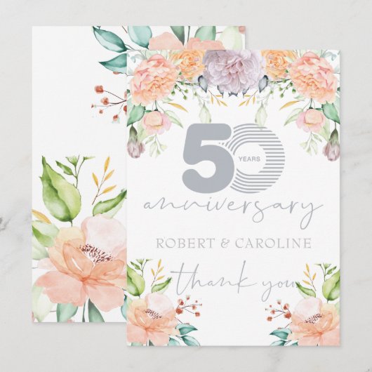 50. Hochzeit Jahrestag Blumenbeweis Vielen Dank Dankeskarte (Vorne/Hinten)