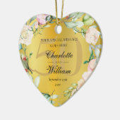 50. Hochzeit Jahrestag Blumenmonogramm Gold Keramik Ornament (Links)