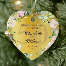 50. Hochzeit Jahrestag Blumenmonogramm Gold Keramik Ornament