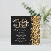 50. Hochzeit Jahrestag Sparkling Gold Einladung (Stehend Vorderseite)