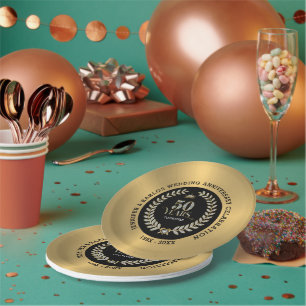 50. Hochzeit Jahrestag Sparkling Laurel Wreath Pappteller