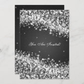 50. Hochzeit Jahrestag Sparkling Wave Black Einladung (Vorne/Hinten)