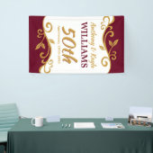 50. Hochzeit-Jubiläum Burgund Gold Blüh Banner (Messeveranstaltung)