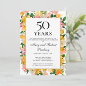 50. Hochzeit Jubiläum Gelbe Rosa Blüte Einladung (Stehend Vorderseite)