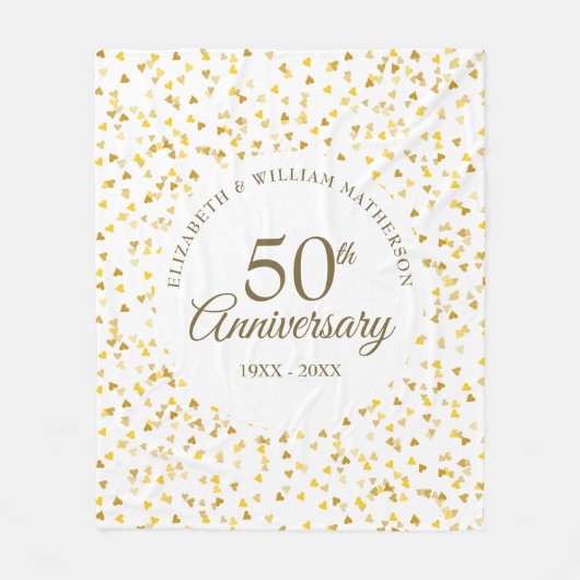 50. Hochzeit Jubiläum Gold Liebe Hört Confetti Fleecedecke (Vorderseite)