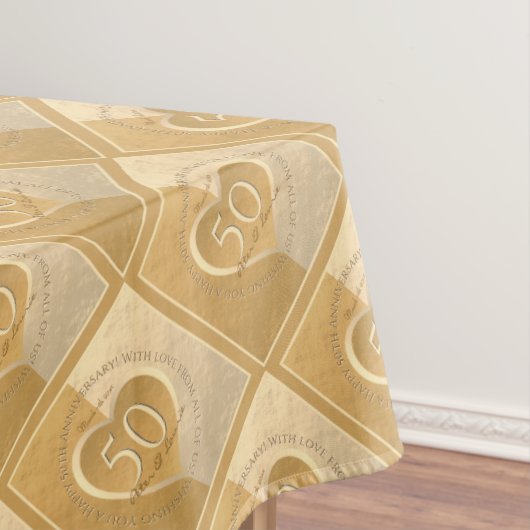50. Hochzeit Jubiläum Gold Ochre Tablecloth Tischdecke (Beispiel)