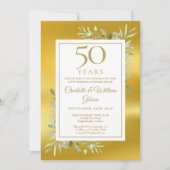 50. Hochzeit Jubiläum Grüne Gold Foil Einladung (Vorderseite)