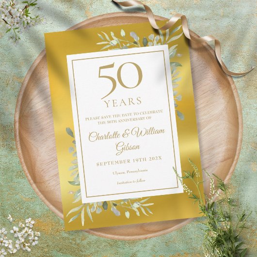 50. Hochzeit Jubiläum Grüne Gold Foil Save The Date