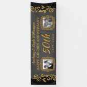 50. Hochzeit Jubiläum Ihre Fotos Gold Gray hinzufü Banner (Vertikal)