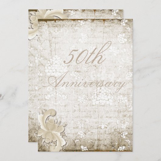 50. Hochzeit Jubiläum Telemark Stil Custom Einladung (Vorne/Hinten)