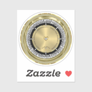 50. Hochzeit Jubiläum weiße Diamanten & Gold Aufkleber