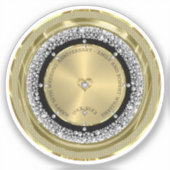 50. Hochzeit Jubiläum weiße Diamanten & Gold Aufkleber (Vorderseite)
