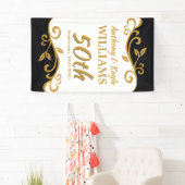 50. Hochzeit-Jubiläum White Gold Black Blüh Banner (Insitu)