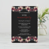 50. Hochzeit mit schwarz-weißem Blumen Einladung (Stehend Vorderseite)