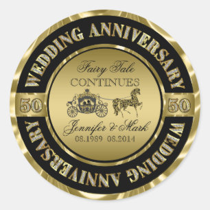 50. Hochzeit zum Jahrestag der Hochzeit Runder Aufkleber