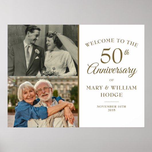 50. HochzeitJubiläum 2 Foto Begrüßungszeichen Poster (Vorne)