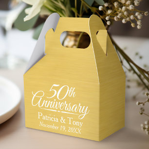 50. Hochzeits-Jahrestags-personalisiertes Goldenes Geschenkschachtel