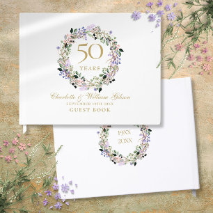 50. Hochzeits-Jubiläum Blumen-Girlande Gästebuch
