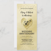 50. Hochzeitsfeier Gold Confetti Einladung (Rückseite)