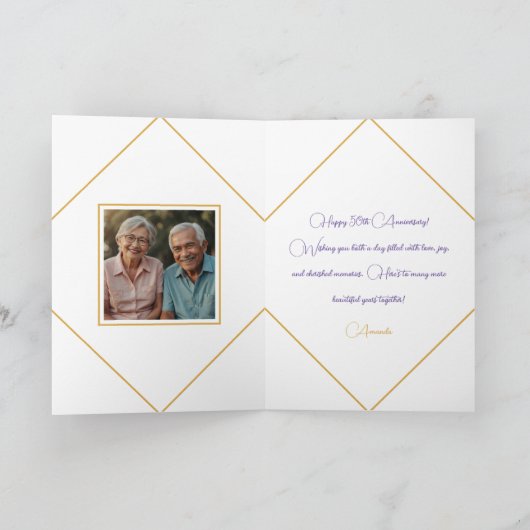 50. Hochzeitsfeier mit Aquarellblume Karte (Innenseite)