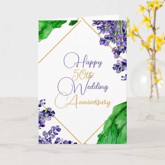 50. Hochzeitsfeier mit Aquarellblume Karte (Gelbe Blume)