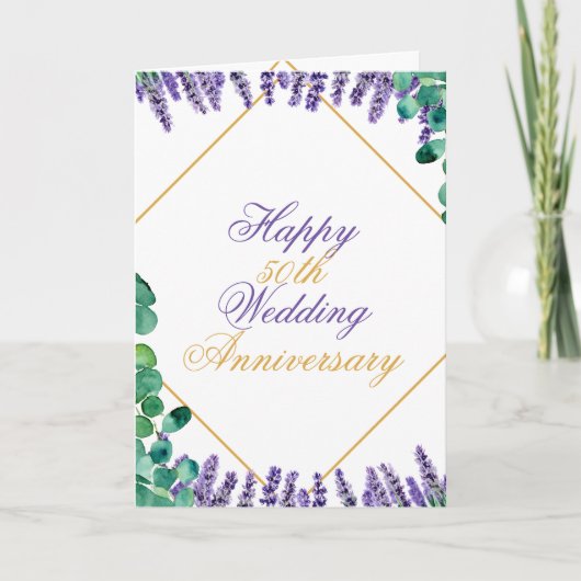 50. Hochzeitsfeier mit Aquarellfarben Karte (Vorderseite)