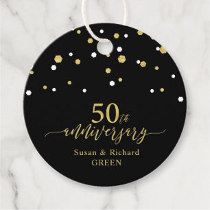 50. Hochzeitsfeier mit Gold und Schwarz Geschenkanhänger