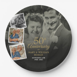 50. Hochzeitsjubiläum 5 Foto-Collage Pappteller