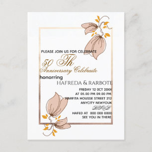 50. Hochzeitsjubiläum Einladung, Greenery Hochzeit Feiertagspostkarte