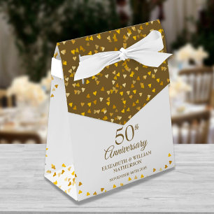 50. Hochzeitsjubiläum Elegante goldene Herzen Geschenkschachtel