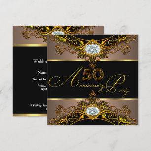 50. Hochzeitsjubiläum Elite Kaffee Schwarz Gold 2 Einladung