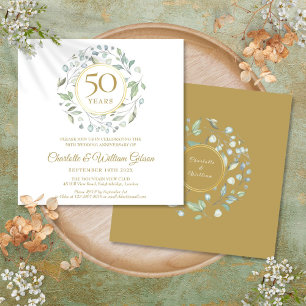 50. Hochzeitsjubiläum Florale Grünfläche Quadrat Einladung