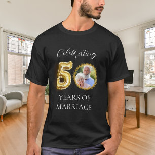 50. Hochzeitsjubiläum Foto Schwarze Goldmänner T-Shirt