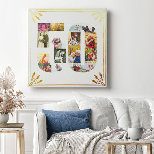 50. Hochzeitsjubiläum Foto Weißgold Art Deco Leinwanddruck