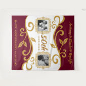 50. Hochzeitsjubiläum Fügen Sie Ihre Fotos Red Gol Wandteppich (Vorderseite (Horizontal))