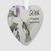 50. Hochzeitsjubiläum Gezwitscher Vogel Blume Herz Ornament (Vorderseite)