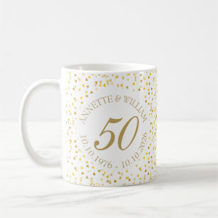 50. Hochzeitsjubiläum Golden Hearts Konfetti Kaffeetasse