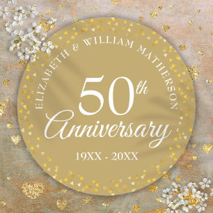 50. Hochzeitsjubiläum Golden Love Hearts Runder Aufkleber