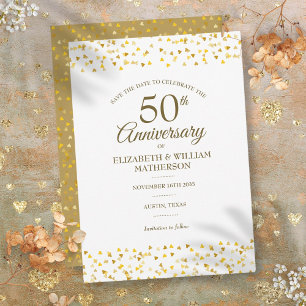 50. Hochzeitsjubiläum Golden Love Hearts Save The Date