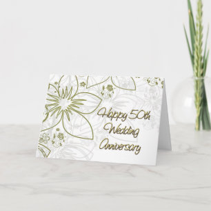 50. Hochzeitsjubiläum Goldene Blumen und Schlieren Karte