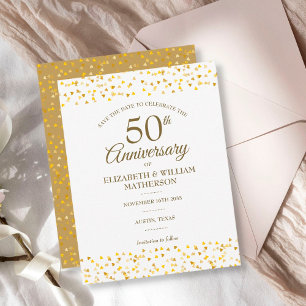 50. Hochzeitsjubiläum Goldene Herzen Konfetti Save The Date