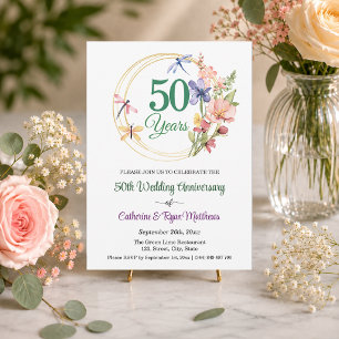 50. Hochzeitsjubiläum Goldrahmen Floral Einladung