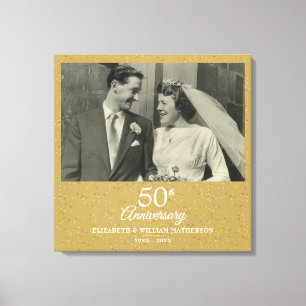 50. Hochzeitsjubiläum Goldstaub Konfetti Foto Leinwanddruck