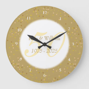 50. Hochzeitsjubiläum Goldstaub Konfetti Große Wanduhr