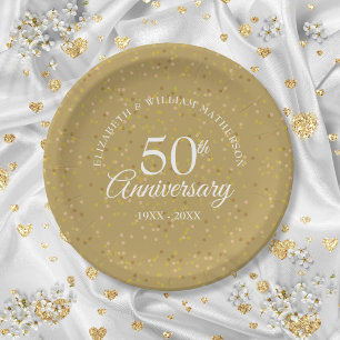 50. Hochzeitsjubiläum Goldstaub Konfetti Pappteller